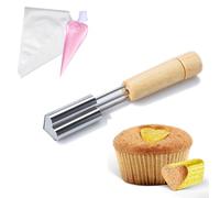 HARY Cupcake Corer, Stainless Steel Cupcake Hole Cutter Tool with 20-Piece Piping Bags for Filling & Decorating, Reusable Baking Accessories, Perfect for Cake & Cookie Baking