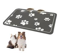 HARY Dog Food Mat Non-Slip Dog Bowl Mat - 30x50cm Durable Pet Feeding Mat for Food and Water Bowls Diatomaceous Earth Absorbent Dark Gray