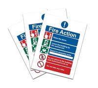 HARY Fire Action Notice Sign 3 Pcs Set, 200 X 150mm Safety Signs with Clear Alarm Guidelines Matte Self-Adhesive Vinyl Stickers for Fire Exit Sign and Evacuation Procedures Essential Safety Awareness