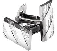 HARY Silver Cufflinks for Men Rectangular Men's Cufflinks Classic Metal Stripe Cufflinks Suitable for Weddings Business Daily Wear (Heavy Duty)