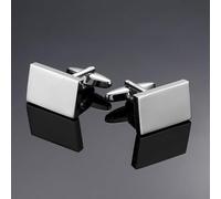 HARY Silver Cufflinks for Men Rectangular Men's Cufflinks Sliver Classic Metal Stripe Cufflinks Fashion Plain Elegant Cuff Links Suitable for Weddings Business Daily Wear