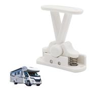 HARY Static Caravan Door Retainer Catch, Caravan Door Catch, Heavy Duty White Van Door Stopper, Extended with Stainless Steel Springs T Type Holder Clip, for Motorhome RV Camper Boat Locker Keep Stop