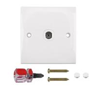 HARY TV Aerial Socket Wall, Coax Faceplate with Complete Installation Kit