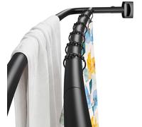 Haryaers Double Curved Shower Curtain Rod, Matte Black Adjustable 35-75 Inches, Stainless Steel Double Shower Curtain Rods for Bathroom, Laundry Room, Bathtub and more，No Rust, Need to Drill