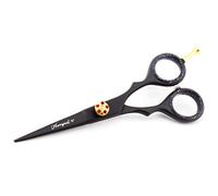 Haryali Hairdressing Scissor/Hair Cutting Scissors Shears for Barber Salon and Professional Hairdressers - 5" Stainless Steel Matt Black Coated Beard, Mustache Trimming Scissors with Adjustment Screw