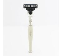 Haryali London 3 Blade Manual Razor for Men Women - OFF White Handle Cartridge Razor for Smooth Beard & Mustache Shaving - Traditional Wet Shaving Gift