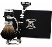 Haryali London 3 Edge Cartridge Safety Razor With Black Badger Hair Shaving Brush & Stand Perfect Shaving Kit For Men