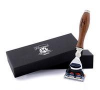 Haryali London 5 Blade Shaving Razor - Wooden Handle Cartridge Razor for Men - Wet Shave Accessories for Smooth Shave