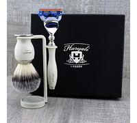 Haryali London 5 Edge Razor with Synthetic Badger Hair Shaving Brush and Stand Perfect Shaving Kit for Mens