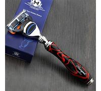 Haryali London 5 Edge Safety Razor Black and Red Handle Men's Shaving Razor Beard and Mustache Razor For Mens