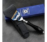 Haryali London, 5 Edge Shaving Razor for Men - Close Smooth Shave Beard & Moustache Razor - Durable Aluminum Travel Safety Razor for Sensitive Skin - Black