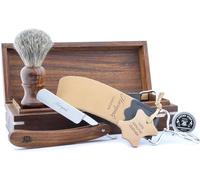 Haryali London, 5 Pcs Cut Throat Razor Shaving Kit for Men - Straight Razor Kit with Wooden Box, Mens Shaving Brush, Leather Strop & Honing Paste