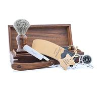 Haryali London, 5 Pcs Cut Throat Razor Shaving Kit for Men - Straight Razor Kit with Wooden Box, Mens Shaving Brush, Leather Strop & Honing Paste