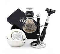 Haryali London, 5 Pcs Wet Shave Kit - Complete Shaving Set with 3 Edge Safety Razor, Shaving Soap, Shaving Brush, Bowl & Stand - Traditional Shaving Set for Men