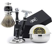 Haryali London 5 Pcs Wet Shave Kit - Complete Shaving Set with Double Edge Safety Razor, Shaving Soap, Shaving Brush, Bowl & Stand - Traditional Shaving Set for Men
