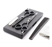 Haryali London, 6” Hairdressing Scissors Set, Sharp Hair Cutting & Thinning Scissors for Home and Salon, Japanese Steel Barber Shears Kit, Hairdresser Trimming Shears Set - Matte Black