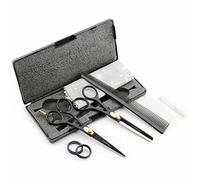 Haryali London Black Hairdressers Professional 6 Inch Hairdressing Barber Scissors Set Texturing Thinning Hair Cutting Shears With Adjustable Screw Comes in Presentation Case