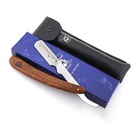 Haryali London Cut Throat Razor Kit | Professional Wooden Handle Straight Razor with Leather Pouch, Stainless Steel Straight Razor for Traditional Wet Shaving & Precision Grooming