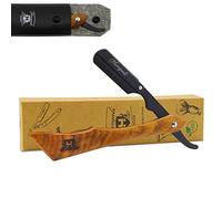Haryali London Cut Throat Razor - Professional Kit with Blades Wooden Straight Edge - Leather Pouch as a Protective Case Sustainable (Black Wood), 1