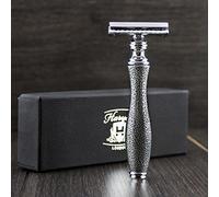 Haryali London, Double Edge Safety Razor - Reusable Classic Wet Shave Razor, Elegant Safety Razor with Sliver Antique Handle - Rust-proof Stainless Wet Shaving for Close, Smooth Shaves
