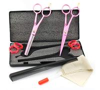 Haryali London Hairdressing Scissors Set - 6" Hair Cutting Scissors Set - Pink - Left Handed - Thinning Shears - Scissors Grease - Cloth - Hairdressing Comb - Hair Scissors for Women - and Men