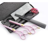 Haryali London Hairdressing Scissors Set - 6 Inches Pink Professional Hair Cutting Scissors Set - 2 Thinning Shears with Adjustable Screw - Hairdressing Comb