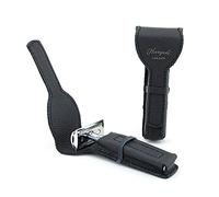 Haryali London Leather Protective Case for Double Edge Safety Razors, Black