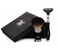 Haryali London Mens 3 Edge Cartridge Razor With Black Badger Hair Brush Perfect Shaving Kit For Men Comes in Box