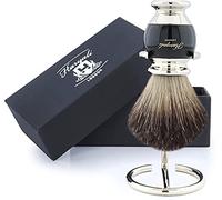 Haryali London, Mens Shaving Brush with Stand - Wet Shaving Brush for Men + Shaving Brush Stand, Pure Badger Hair Shaving Brush Set for Barber or Home Use