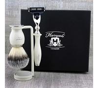 Haryali London Mens Shaving Kit 3 Edge Razor With Synthetic Badger Hair Shaving Brush and Stand Perfect Set For Men