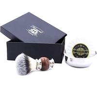Haryali London Shaving Kit - 3pc Shaving Brush Set - Synthetic Silver Tip Shaving Brush - Shaving Soap - Shaving Bowl - Stainless Steel - Sustainable - Shaving Set