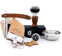 Haryali London Shaving Kit - Shaving Brush Set - Sustainable Shaving Set - Wooden - Shaving Brush - Straight Razor - Shaving Bowl - Leather Strop - Honing Compound - for Smooth Shave