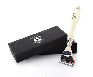 Haryali London Shaving Razor - 5 Shaving Blade Shaving Razor, 5 Edge Shaving Razor - elegant design Shaving Razor for Men and Women - Razor in Ivory Color