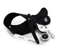 Haryali London, Straight Cut Throat Razor Set with Black Leather Strop, Sharpening Honing Paste - Men’s Wet Shaving Kit for Barbers & Home Grooming