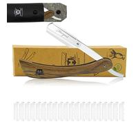 Haryali London Straight Razor with Leather Pouch - Professional Cut Throat Razor for Men, Wooden Handle Folding Razor for Traditional Wet Shaving & Precision Grooming