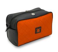 Haryali London Water-Resistant Leather Toiletry Bag for Men Large Travel Wash Bag Shaving Dopp Kit Bathroom Gym Toiletries Makeup Organizer (Orange)