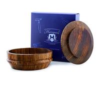Haryali London Wooden Shaving Bowl with lid Wooden, Shaving Brush Bowl Shaving Cream Soap Mug