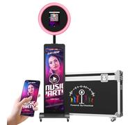 HARZHI 38'' LCD Screen Portable Photo Booth Compatible with Any Ipad, 1080P Intelligent Split Screen Ipad Photo Booth LCD for Wedding Party Software APP Control LCD Ring Light, Flight Case Black
