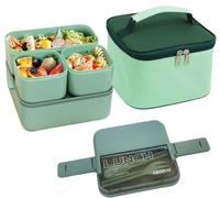 HASA zone Lunch Box Adults, Large 1800ML Bento Boxes Set with Bag/Utensils, Stackable Durable Leakproof Lunch Box with Fork & Spoon, Food Storage Box for Men Women Student School Office