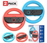 HASACOOL Switch 2 Steering Wheel for Nintendo Switch 2 Joy Cons,2 Packs Racing Wheels for Mario Kart World, Joy Con 2 Controller Wheel Accessories (Blue-Red)