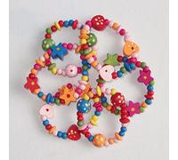 HaSaH 16 x Colourful Wooden Girls Bracelets - Ideal as Goody Loot Party Bag Filler Jewellery