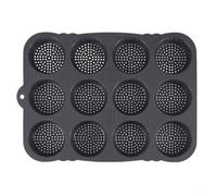 Hasaller 12Cavities Silicone Hamburger Hamburger Bun Pan Reusable Burger Bun Baking Tray Non-Stick Perforated Burger Bread for Microwave Oven Fridge and Dishwasher