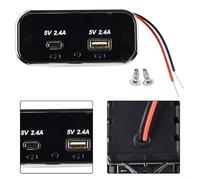 Hasaller 12V 4.8A Dual USB Car Charger Socket with Blue LED Indicator for 12V 24V Cars Motorcycles Boats RV Mount Installation ABS Housing 65x39mm PD Type-C Compatible 2-Port Fast