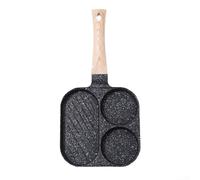 Hasaller 3-in-1 Nonstick Breakfast Frying Pan with Glass Lid Spatula and Oil Brush for Eggs Aluminum Alloy Construction for Induction Gas and Electric Stoves 18.5 x 36.5 cm Black Beige(Black)