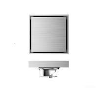 Hasaller 304 Stainless Steel Square Invisible Floor Drain with Self Sealing Core for Bathroom Shower Balcony Areas Flush Mounted Tile Fits 40 50 75 110 mm Pipes Silver(20 * 20cm)