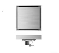 Hasaller 304 Stainless Steel Square Invisible Floor Drain with Self Sealing Core for Bathroom Shower Balcony Areas Flush Mounted Tile Fits 40 50 75 110 mm Pipes Silver(15 * 15cm)