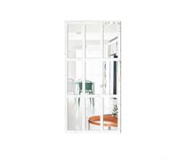 Hasaller 3D Imitation Window Wooden Frame Acrylic Mirror Wall Sticker with Rectangular Design Self Backing Decorative Home Accent for Living Room Bedroom Office Measuring(White)