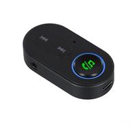 Hasaller 5.0 FM Transmitter for Car with 3.5mm AUX Input Wireless Audio Receiver for Smartphones Tablets Laptops Supports Stereo HIFI Sound 240mAh Built-in Battery Black