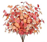 Hasaller 5Bunches Artificial Eucalyptus Stems Fake Plants Fall Faux Silk Leaves Autumn Eucalyptus Plant Branches for Autumn Decor Home Table Centerpieces Wedding Party Thanksgiving Halloween Decor