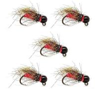 Hasaller 5Pcs Fly Hook Trout Fishing Lures Bead Head Flash Back Prince Nymph Fly Fishing Flies Head European Nymph Fly Hook(16# for PINK)